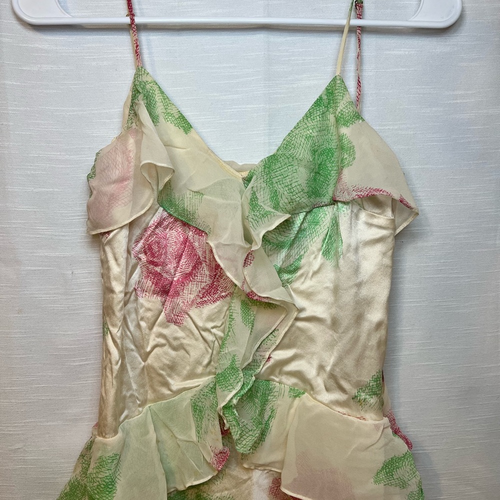 BCBGMaxAzria Floral Midi Dress - Cream, Pink, Green - Picture 3 of 8